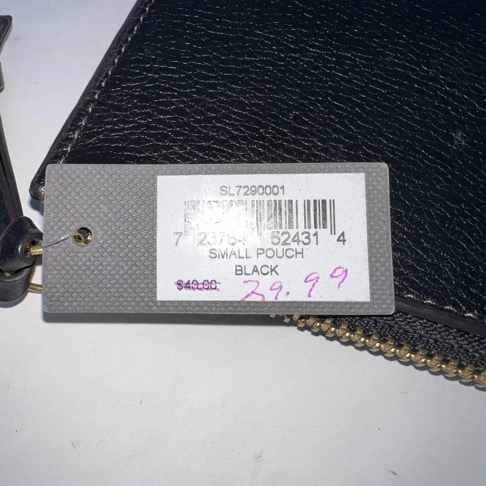 Fossil Black Pebbled Leather Wristlet Zip Pouch Clutch Bag